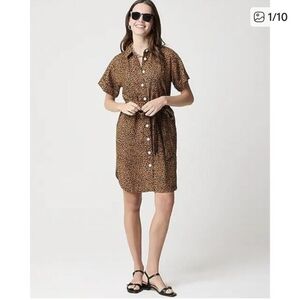 J. Crew Factory Brandy and Black Leopard Print Belted Mini Dress